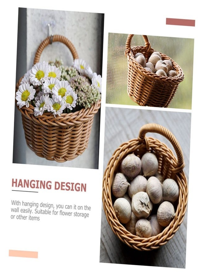 Yardenfun Imitation Rattan Wall Hanging Basket Lightweight Wall-Mounted Storage Organizer for Kitchen Balcony Home Decor 5.5X4.7X4.7 Inch - Image 2